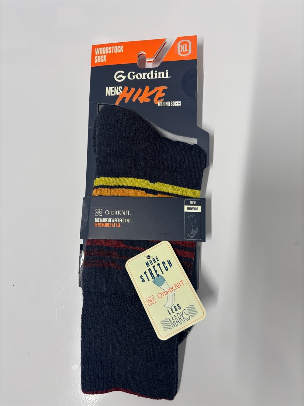 Gordini Woodstock crew sock midweight blue red size XL NWT